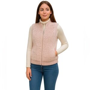 Real Rabbit Fur Cabo Pink Textured Vest Large Fuzzy Mauve Pale Peach Warm